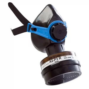 Halbmaske, komplett einsatzbereit mit Atemfilter A2-P3R D, Farbe schwarz, aus EPDM, einstellbare Kopfbänderung, Artikel 133 333